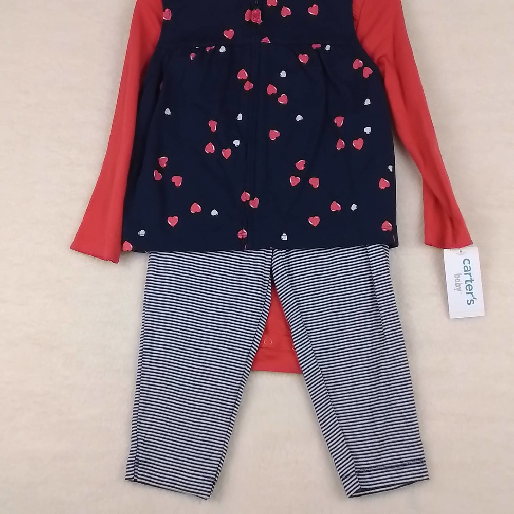 Carter's Baby 3‎ Piece Set Size 24mo in Red White Blue w/ Hearts - Picture 6 of 15